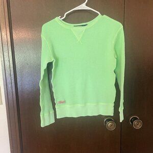 Women's Ralph Lauren Size Small Neon Green Waffle/Thermal Top